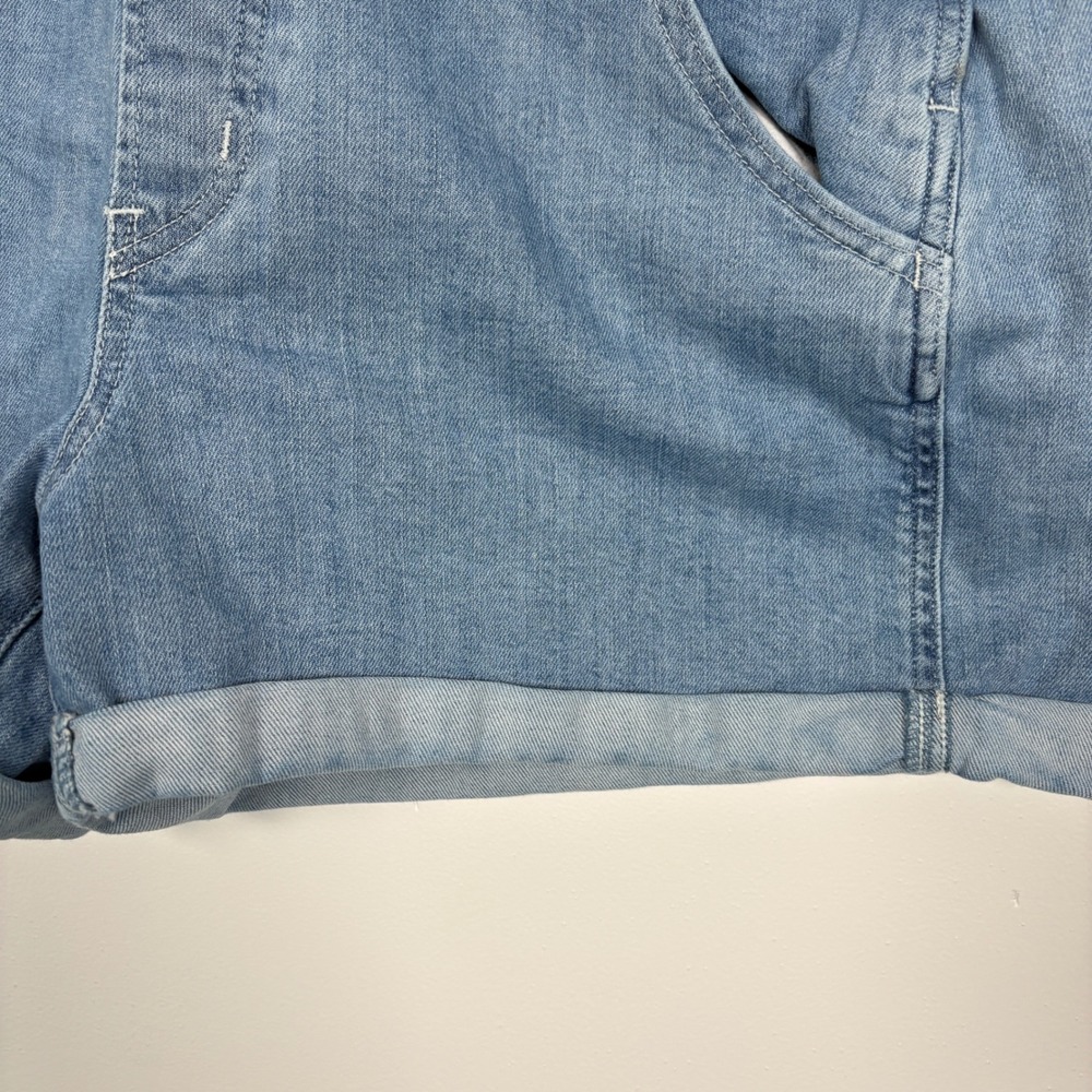 Levi's Women Shortalls 16W Light Blue Denim Stretch Bib Overalls Shorts - Picture 2 of 16
